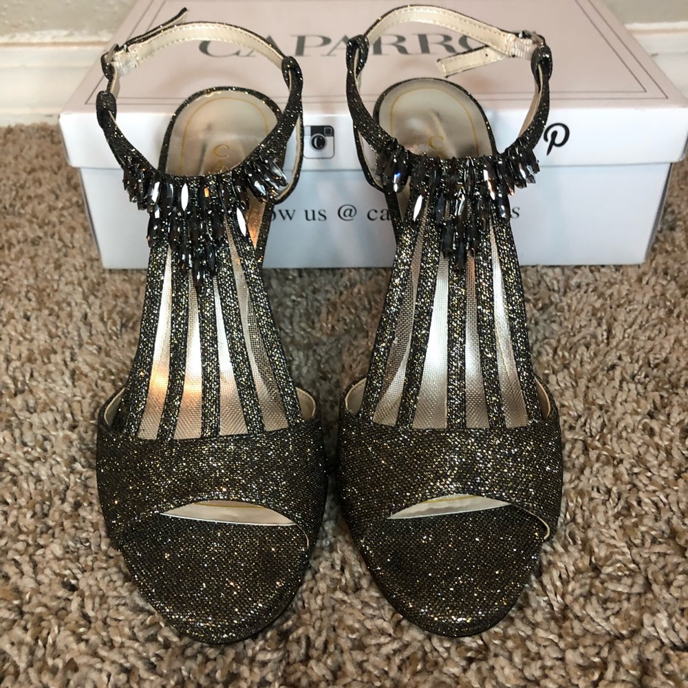 Caparros Women's Glitter Heels - Gold and Black